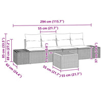 Set Divano da Giardino con cuscino 5 pz-Sofa da Giardino-Divanetto da esterno Nero Poly Rattan 748321