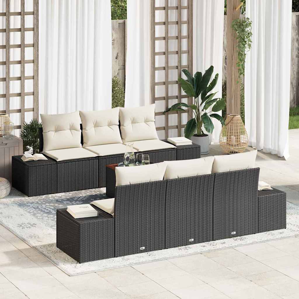Set da Giardino 7 Pezzi con Cuscini Neri 3347901