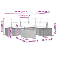 Set Divano da Giardino con cuscino 5 pz-Sofa da Giardino-Divanetto da esterno Nero polyrattan 625957