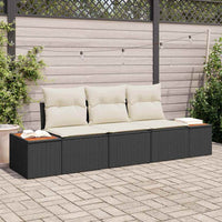 Set Divano da Giardino con cuscino 3 pz-Sofa da Giardino-Divanetto da esterno Nero polyrattan 406786