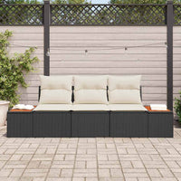 Set Divano da Giardino con cuscino 3 pz-Sofa da Giardino-Divanetto da esterno Nero polyrattan 406786