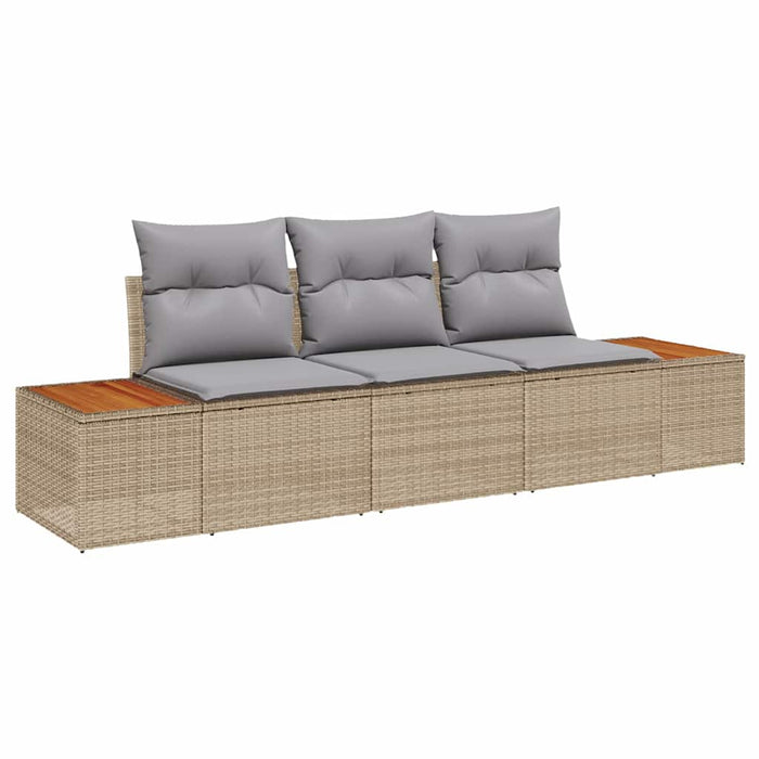 Set Divano da Giardino con cuscino 3 pz-Sofa da Giardino-Divanetto da esterno Beige polyrattan 100964