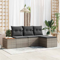 Set Divano da Giardino con cuscino 4 pz-Sofa da Giardino-Divanetto da esterno Grigio polyrattan 713447