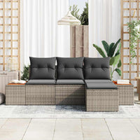 Set Divano da Giardino con cuscino 4 pz-Sofa da Giardino-Divanetto da esterno Grigio polyrattan 713447