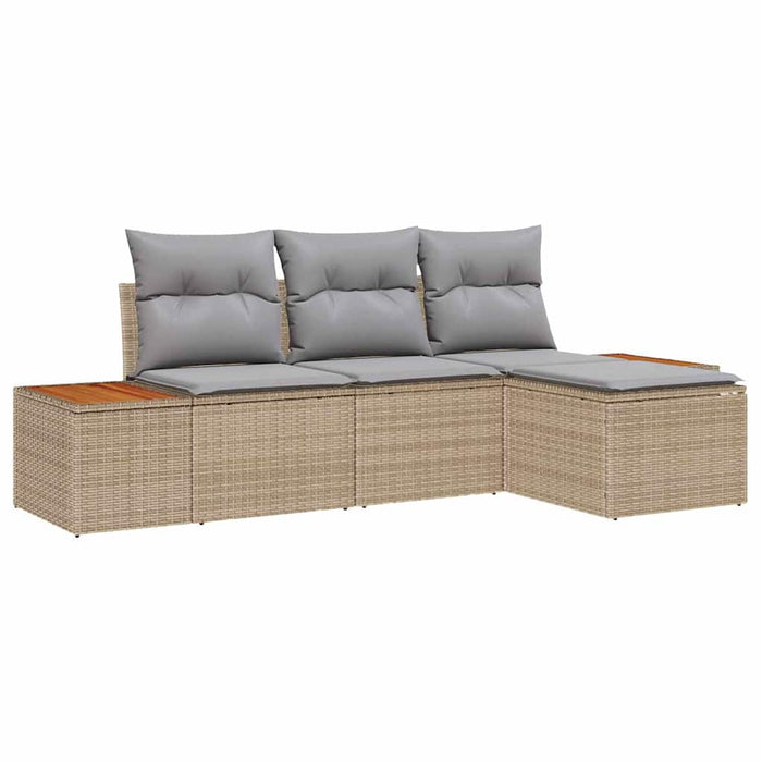 Set Divano da Giardino con cuscino 4 pz-Sofa da Giardino-Divanetto da esterno Beige polyrattan 268805