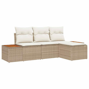 Set Divano da Giardino con cuscino 4 pz-Sofa da Giardino-Divanetto da esterno Beige polyrattan 111905