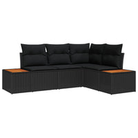 Set Divano da Giardino con cuscino 5 pz-Sofa da Giardino-Divanetto da esterno Nero Poly Rattan 459179