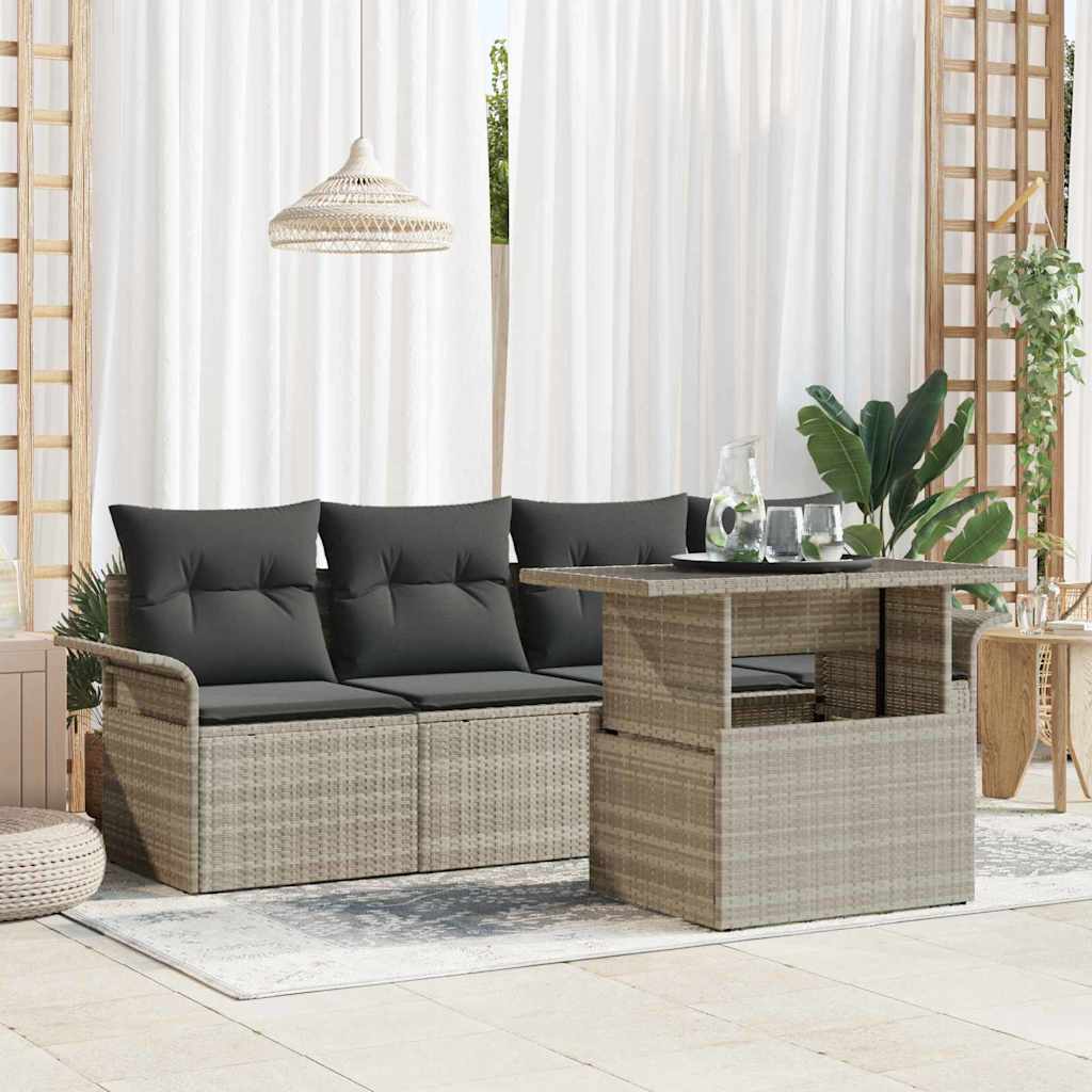 Set Divano da Giardino 5 pcs Grigio chiaro Poly Rattan 3348188