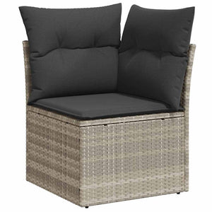 Set da Giardino  7 Pezzi con Cuscini Grigio Chiaro in Rattan e Poliestere 3348398