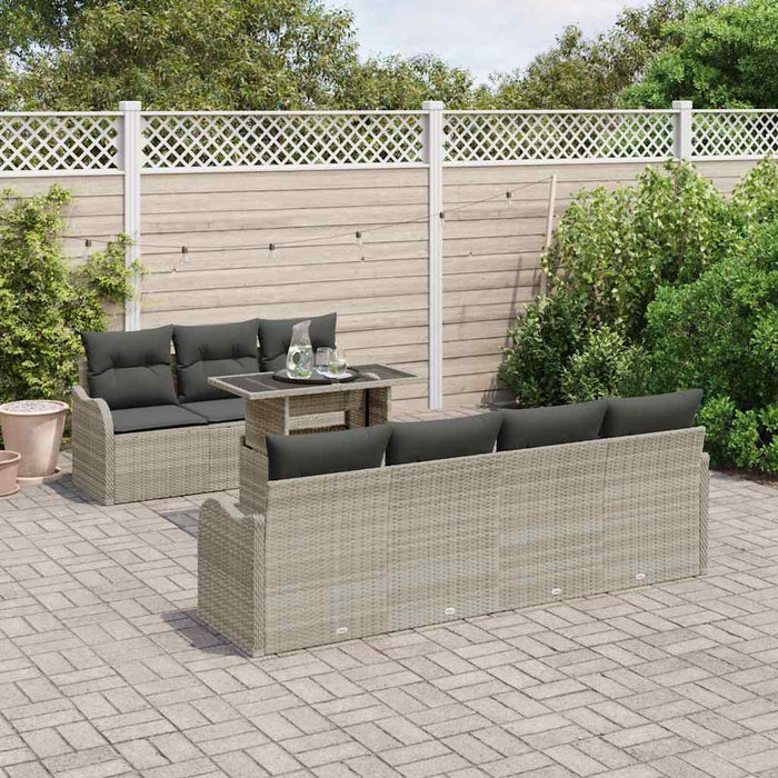 Set di divani da giardino 8 pezzi con cuscini in rattan sintetico grigio chiaro 3348408
