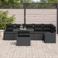 Set Giardino in Rattan Nero da 7 Pezzi con Cuscini 3348479