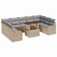 Set da giardino di 10 pezzi con cuscini in polirattan beige 3348526