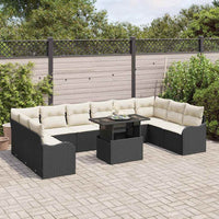Set di Divani da Giardino 11 Pezzi con Cuscini Neri in Polyrattan 3348533