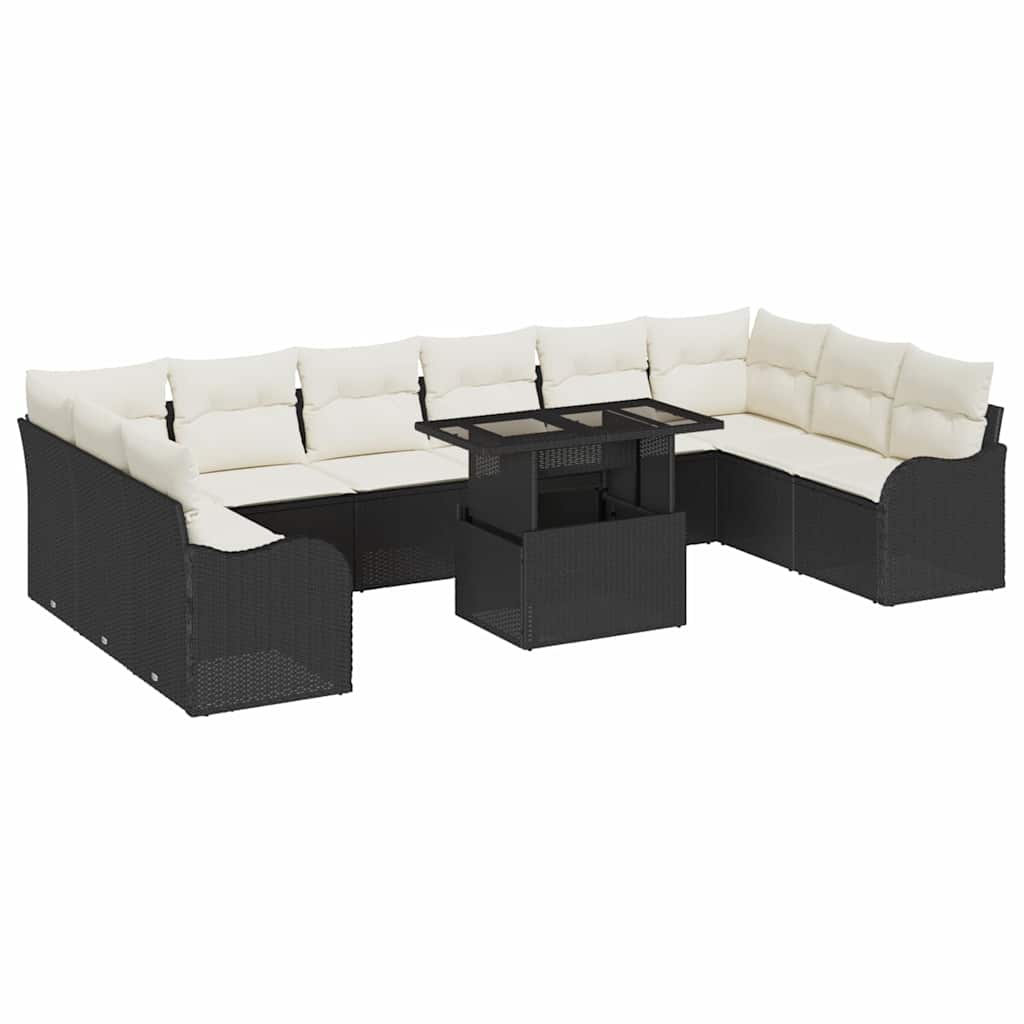 Set di Divani da Giardino 11 Pezzi con Cuscini Neri in Polyrattan 3348533