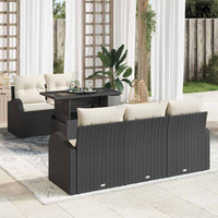 Set Divano da Giardino con cuscino 6 pcs Nero Poly Rattan 3348553