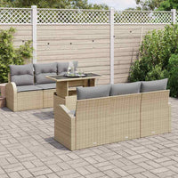 Set Divano da Giardino con cuscino 7 pcs Beige Poly Rattan 3348566