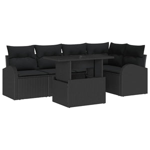 Set Divano da Giardino con cuscino 6 pcs Nero 100 x 55 x 73 cm 3348649