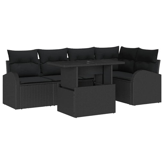 Set Divano da Giardino con cuscino 6 pcs Nero 100 x 55 x 73 cm 3348649