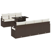 Set da Giardino in Rattan Sintetico, 8 Pezzi con Cuscini Marroni. 3348764