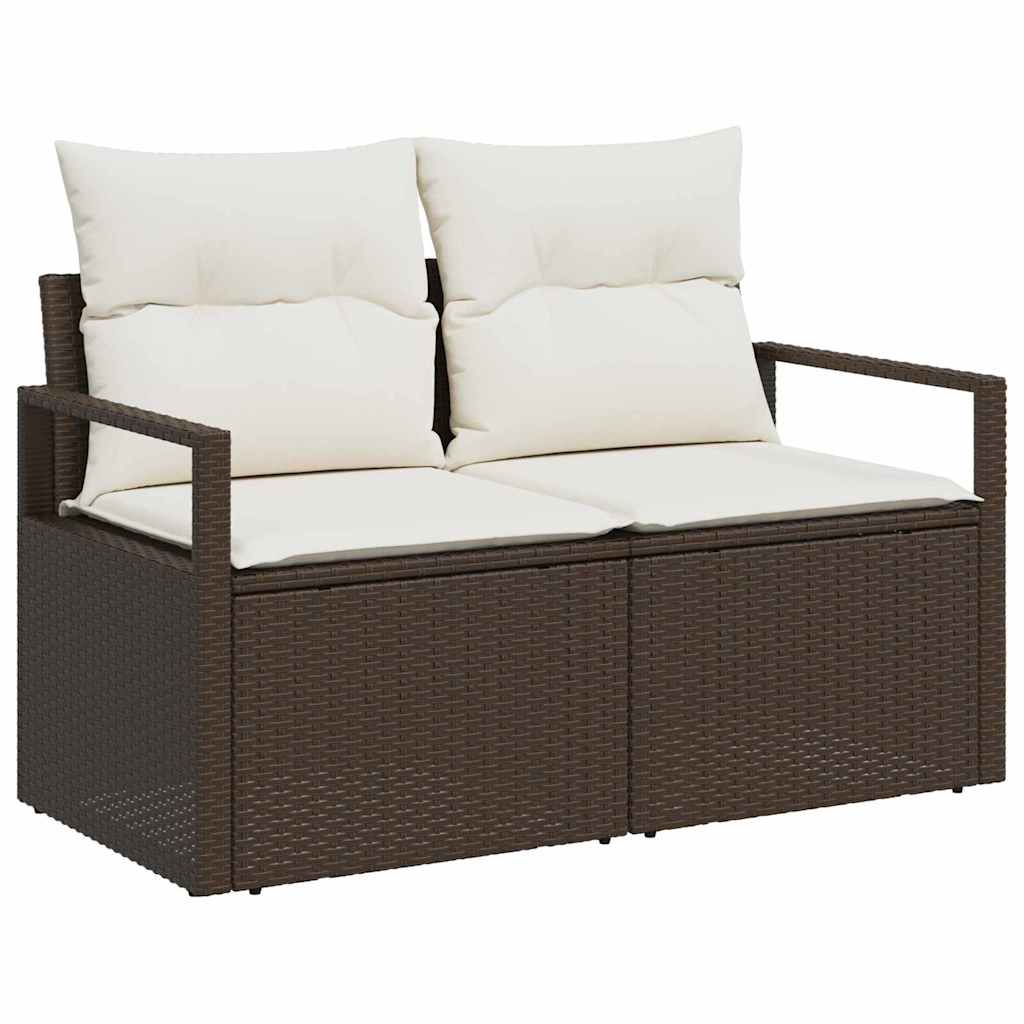 Set da Giardino in Rattan Sintetico, 8 Pezzi con Cuscini Marroni. 3348764