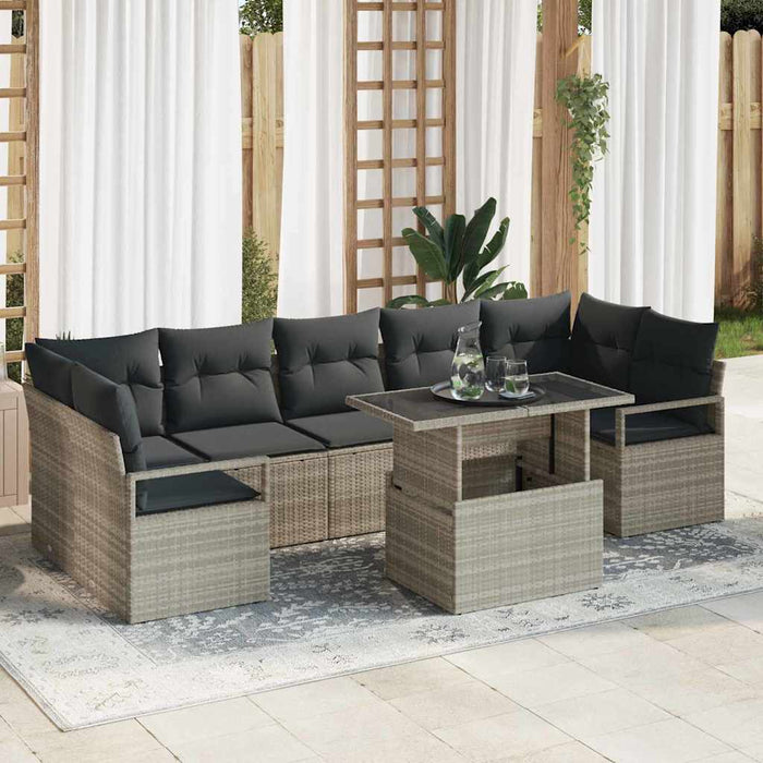 Set da Giardino  a 8 Pezzi con Cuscini Grigio Chiaro 3348778
