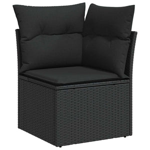 Set di divani da giardino da 10 pezzi con cuscini neri in poly rattan 3348889