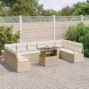 Set da Giardino  di 11 Pezzi con Cuscini Beige in Rattan Sintetico 3348897