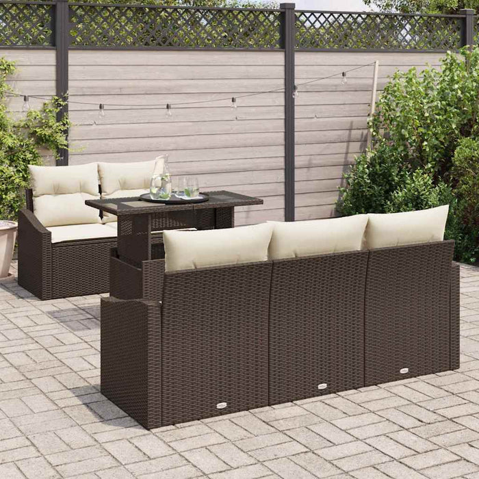 Set Divano da Giardino con cuscino 6 pcs Marrone e crema 3348914