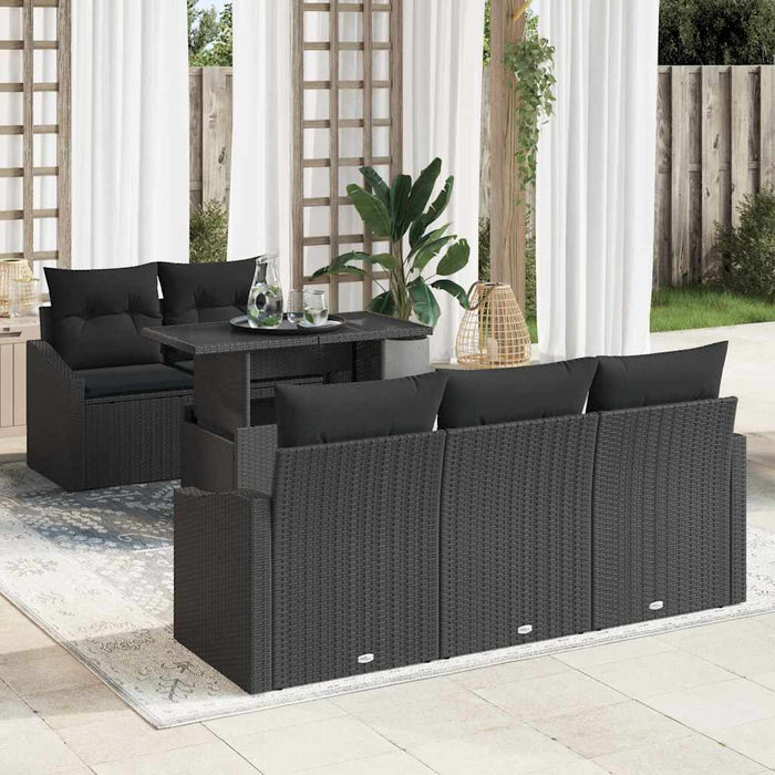Set Divano da Giardino con cuscino 6 pcs Nero 3348919