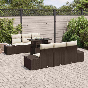 Set di mobili da giardino da 7 pezzi con cuscini marroni in rattan sintetico 3349104
