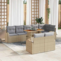 Set da Pranzo da Giardino  9 Pezzi con Cuscini Beige in Rattan Sintetico e Acacia 3349601