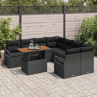 Set di Sofà da Giardino con cuscino 9 pcs Nero Standard Rattan 3349694