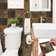 Decorativi Muurstickers Luipaard - 30 pezzi 15x15 cm - Tegeli Self Adesivi - Decorazione per cucina e bagno - Stick e peel - Tegeli decorativi per parete