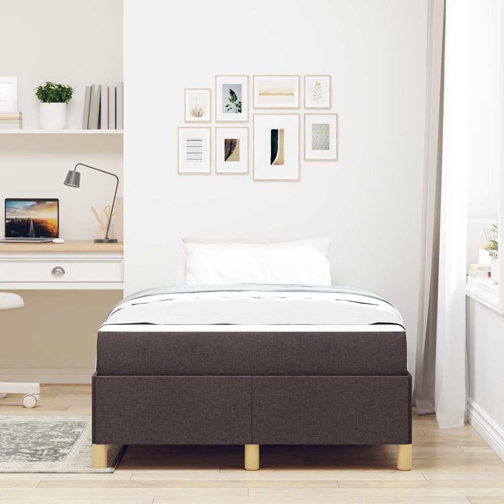 vidaXL Letto a molle Marrone scuro e Bianco 120 x 190 cm Tessuto