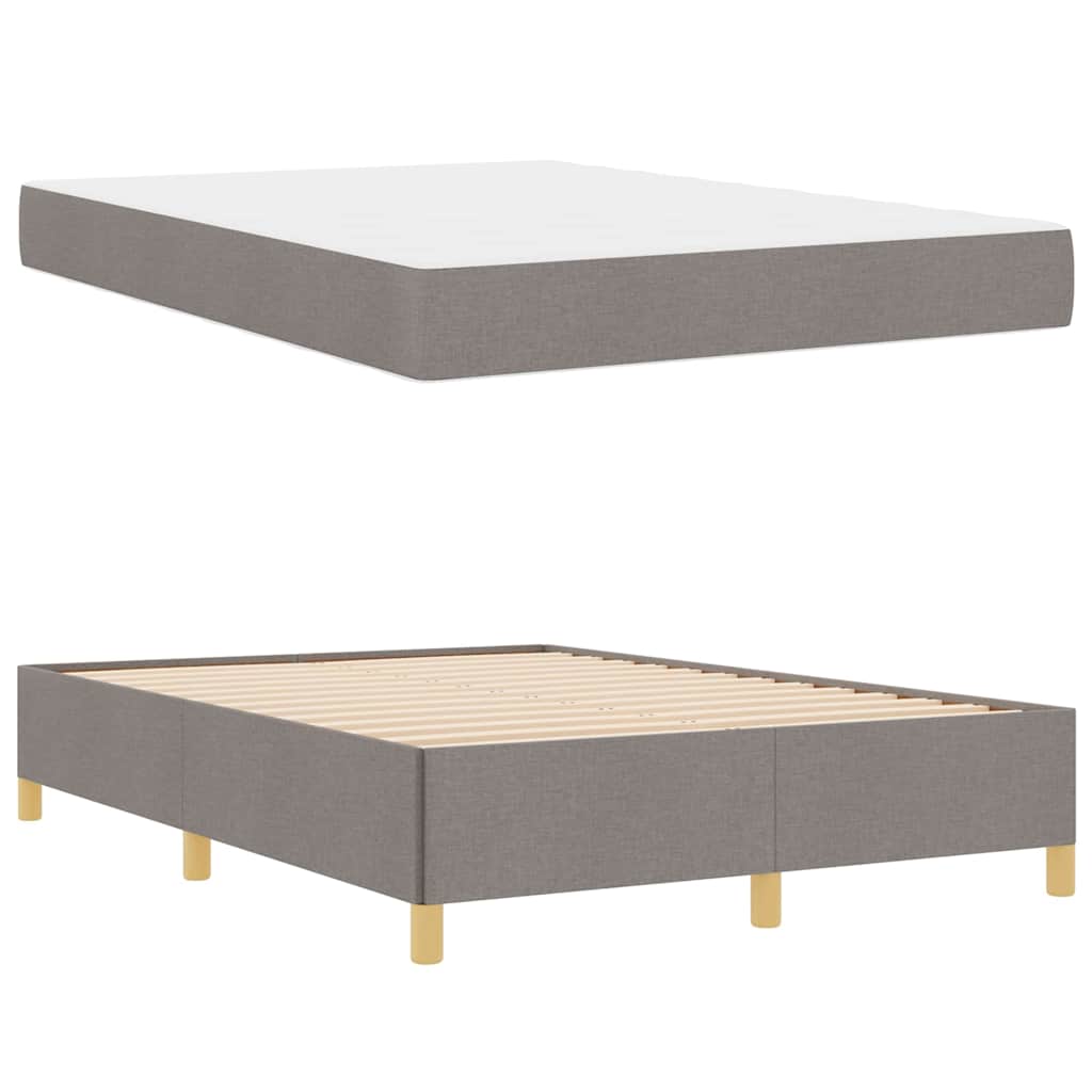 vidaXL Letto a molle con materasso Taupe e bianco 140 x 190 cm Tessuto