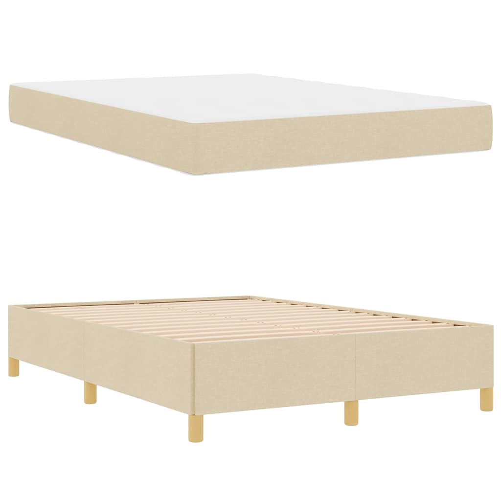 vidaXL Letto a molle con materasso Crema e Bianco 140 x 200 cm Tessuto