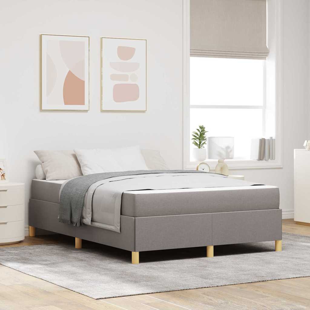 vidaXL Letto a molle con materasso Taupe e bianco 160 x 200 cm Tessuto