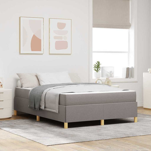 vidaXL Letto a molle con materasso Taupe e bianco 160 x 200 cm Tessuto