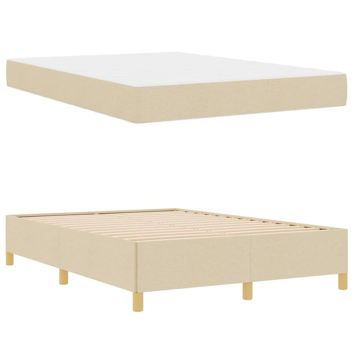 vidaXL Letto a molle con materasso Crema e Bianco 160 x 200 cm Tessuto
