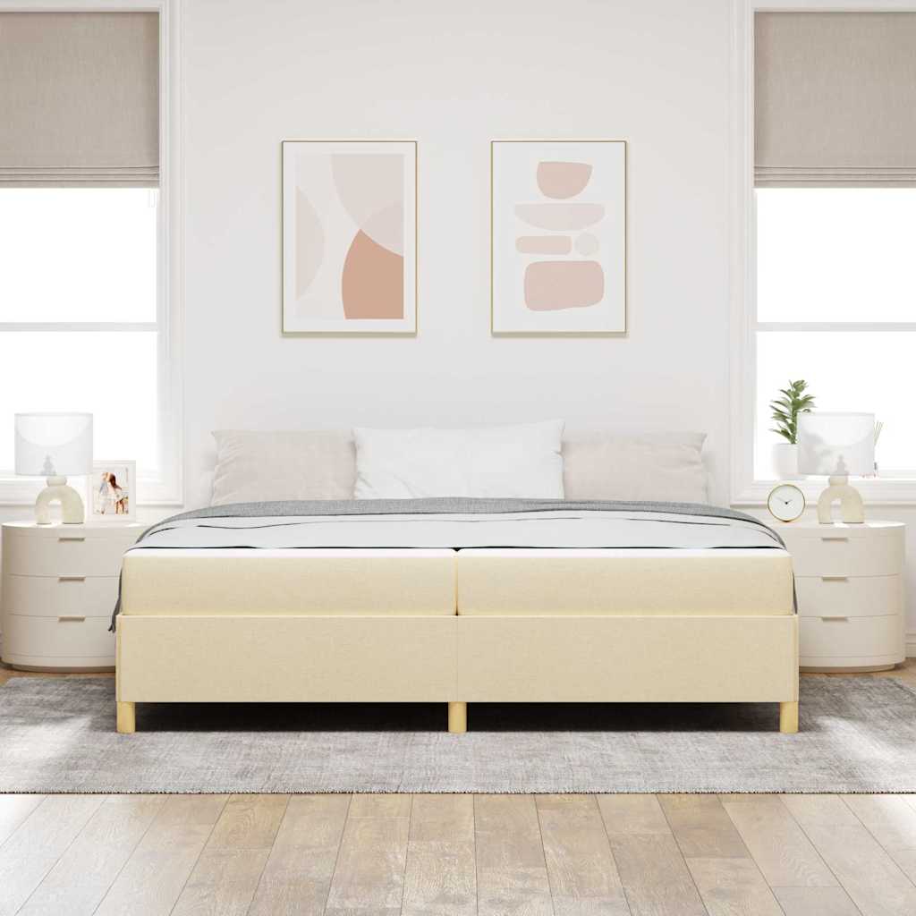 vidaXL Letto a molle con materasso Bianco e crema 200 x 200 cm Tessuto