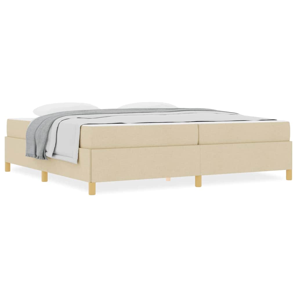 vidaXL Letto a molle con materasso Bianco e crema 200 x 200 cm Tessuto