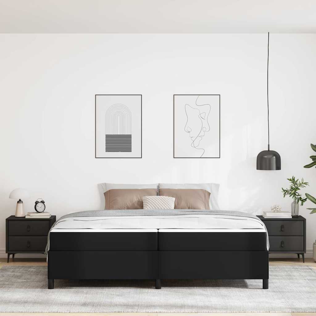 vidaXL Struttura letto con materasso Nero 200 x 200 cm Pelle sintetica