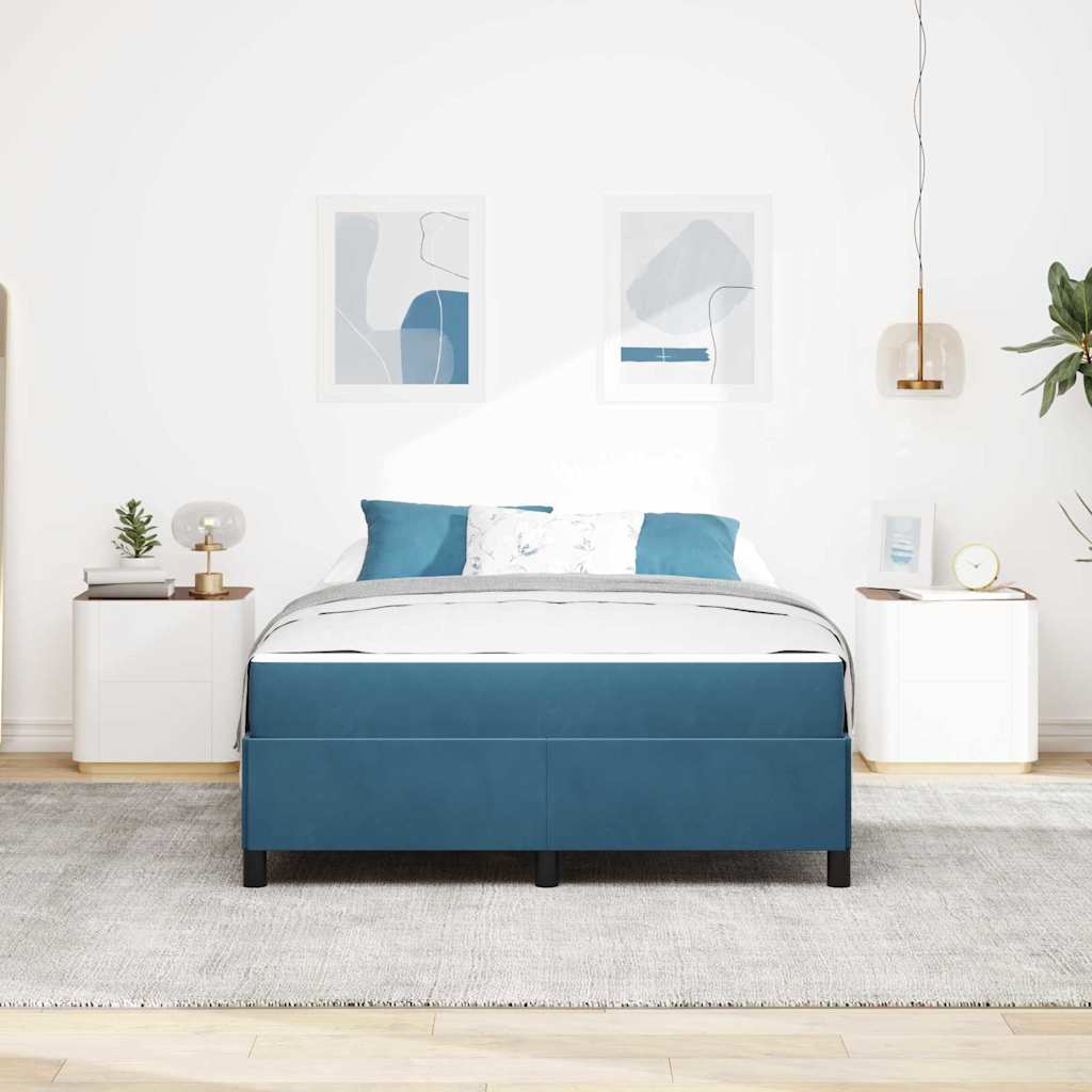vidaXL Struttura del letto Blu scuro e bianco 160 x 200 cm Velluto