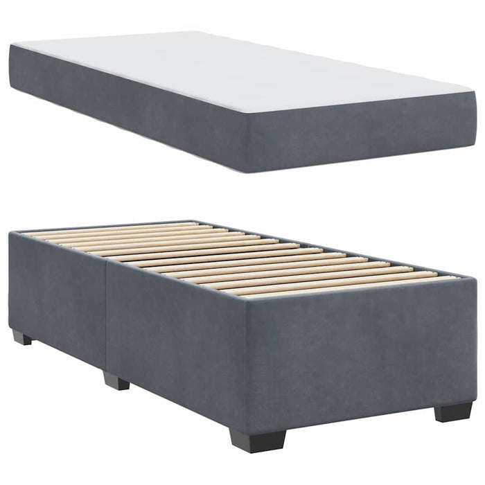 vidaXL Struttura letto con materasso Grigio scuro 90 x 200 cm Velluto