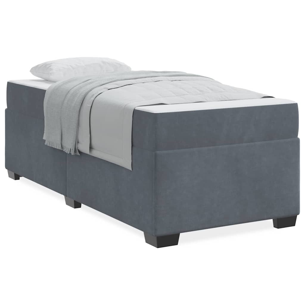 vidaXL Struttura letto con materasso Grigio scuro 90 x 200 cm Velluto