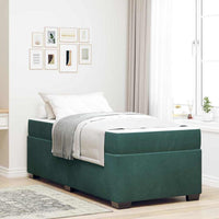 vidaXL Struttura letto con materasso Verde scuro 90 x 200 cm Velluto