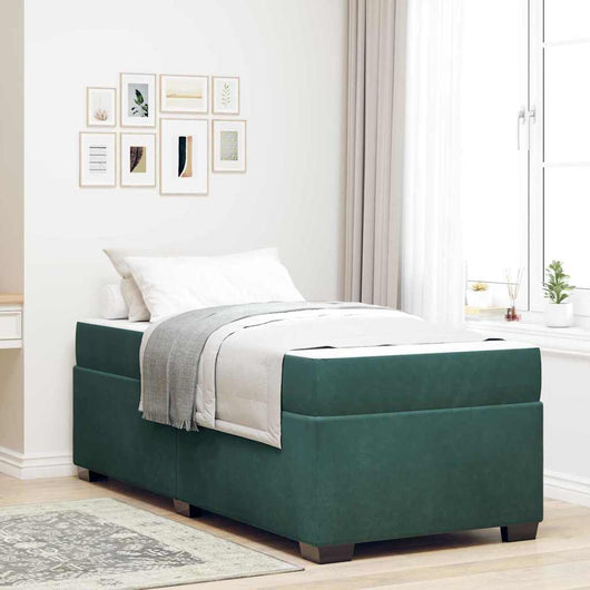 vidaXL Struttura letto con materasso Verde scuro 90 x 200 cm Velluto