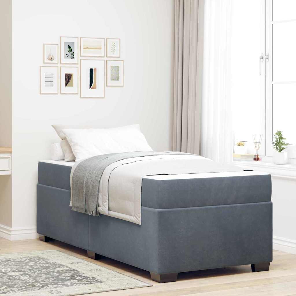 vidaXL Struttura letto con materasso Grigio scuro 100 x 200 cm Velluto