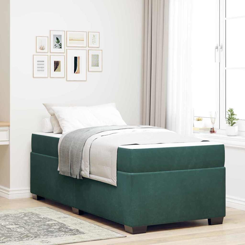 vidaXL Struttura letto con materasso Verde scuro 100 x 200 cm Velluto