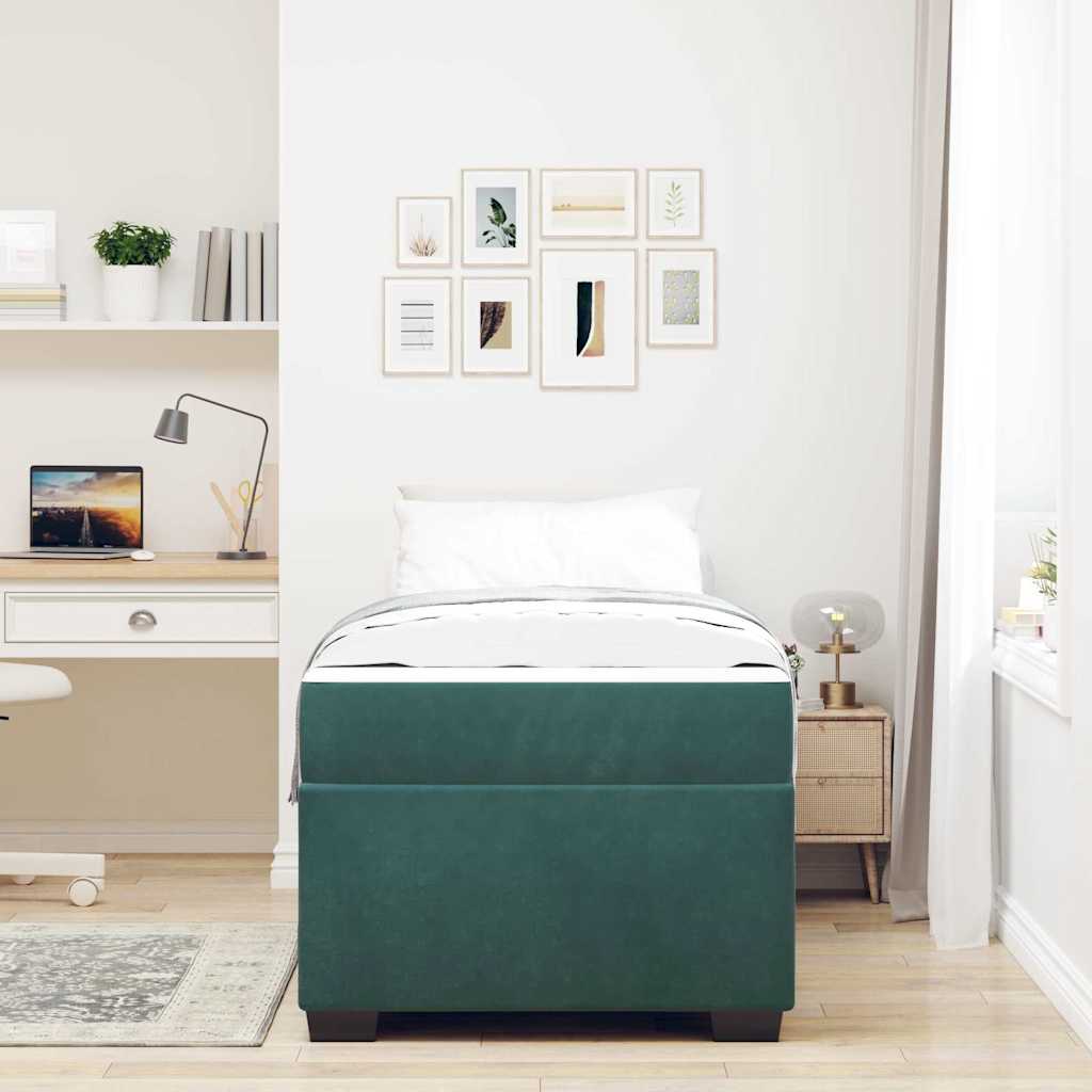 vidaXL Struttura letto con materasso Verde scuro 100 x 200 cm Velluto